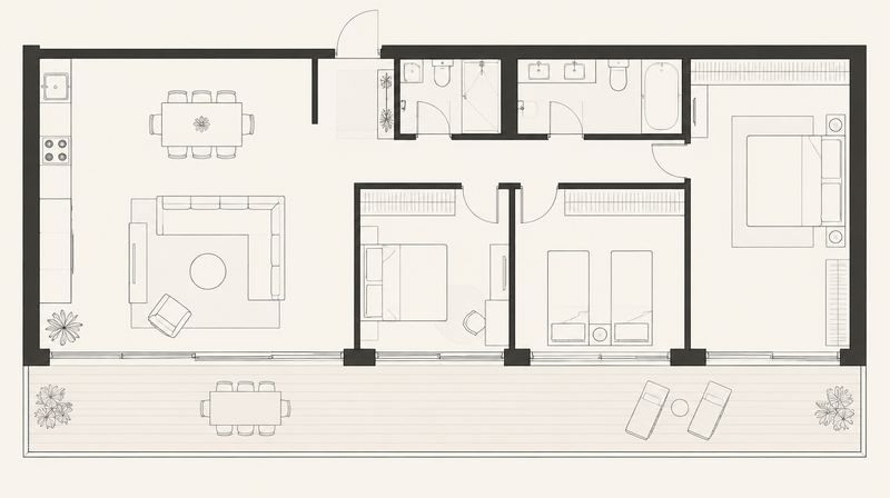 Plan d'architecte de l'appartement fictif SCENA Residence