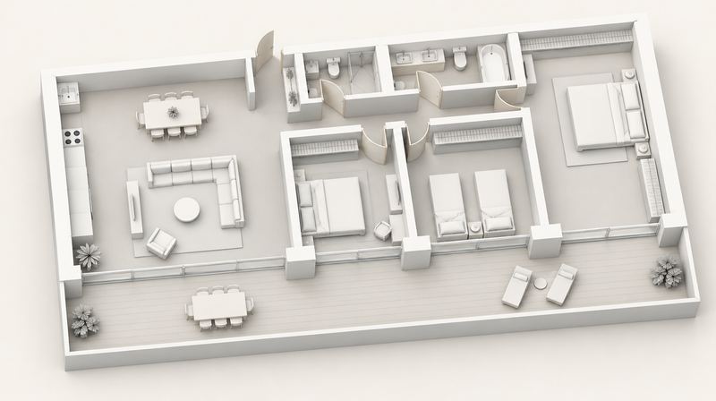 Maquette 3D axonométrique issue du plan